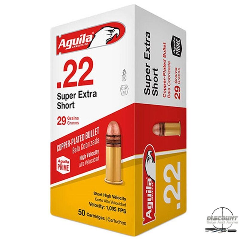 Aguila 22 Short Ammunition SuperExtra 1B222110 High Velocity 29 Grain Copper Plated Round Nose 500 rounds