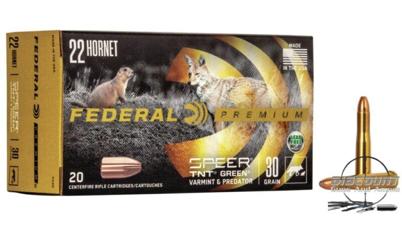 Federal Premium V-SHOK .22 Hornet 30 grain Speer TNT Green Hollow Point, 500 Rounds