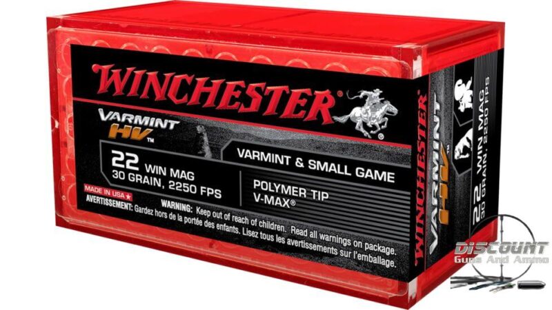 Winchester VARMINT HV .22 Winchester Magnum Rimfire 30 grain Polymer Tip Rimfire Ammunition S22M2PT