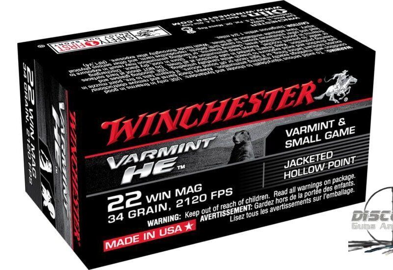 Winchester VARMINT HE .22 Winchester Magnum Rimfire 34 grain Jacketed Hollow Point Rimfire Ammunition S22WM