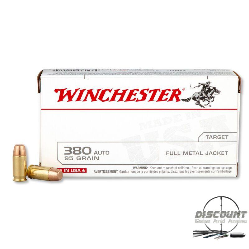 Winchester USA .380 ACP Ammunition 95 Grain FMJFN 955 fps 500 Rounds