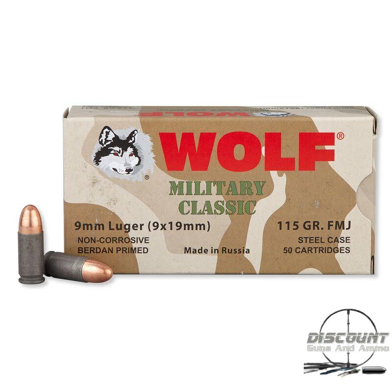 Wolf Military Classic 9mm Luger 115 Grain Steel 500 Rounds