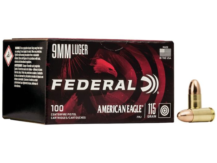 Federal American Eagle Ammunition 9mm Luger 115 Grain